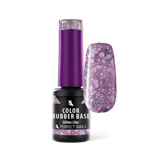 Color Rubber Base Gel - Színezett Alapzselé 4ml - Glitter Lilac