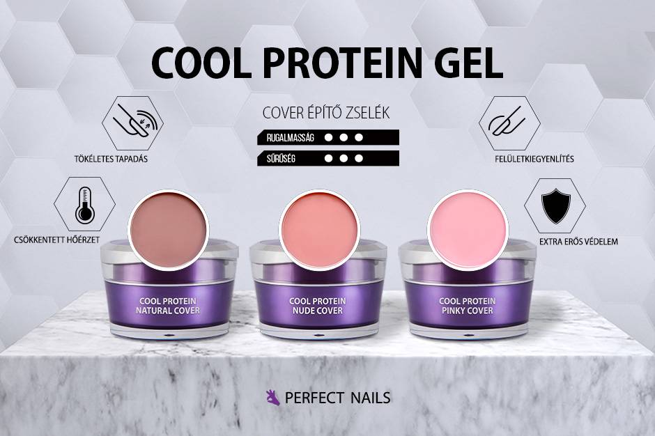 Cool Protein Cover Gel - Körömágyhosszabbító Műkörömépítő Zselé - Natural Cover 15g