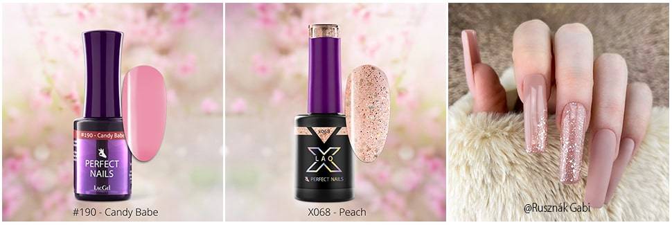 LacGel LaQ X Gél Lakk 8ml - Peach X068 - Sparkle